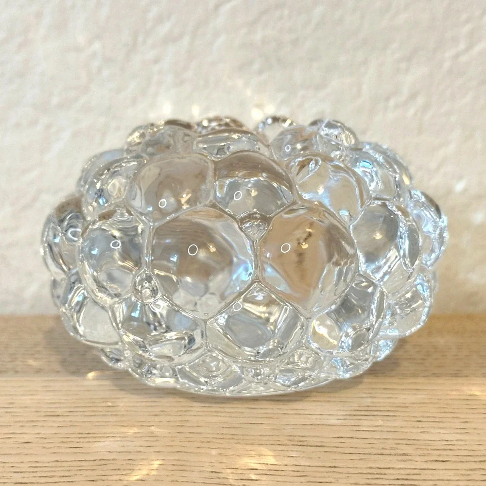 Orrefors Raspberry Art Glass Votive Candle Holder Tealight Bubble Texture Modern